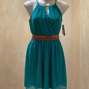 Bcx Juniors' Belted Chiffon Dress - Teal Green